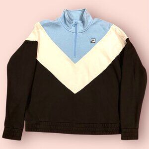 Fila Women's 'Ekanta' 1/4 zip Retro Style Chevron Sweater NWOT